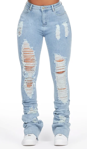 Distressed Super Stacked Jean