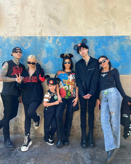 Kourtney Kardashian and Travis Barker with kids