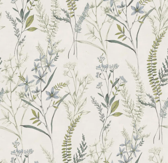 Fresco Jasmin Fern Floral Green Wallpaper  