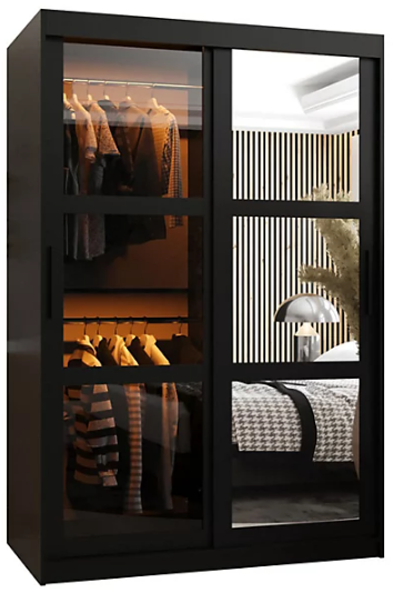 Bernardine II Sliding Door Wardrobe with Shelves in Black Matt