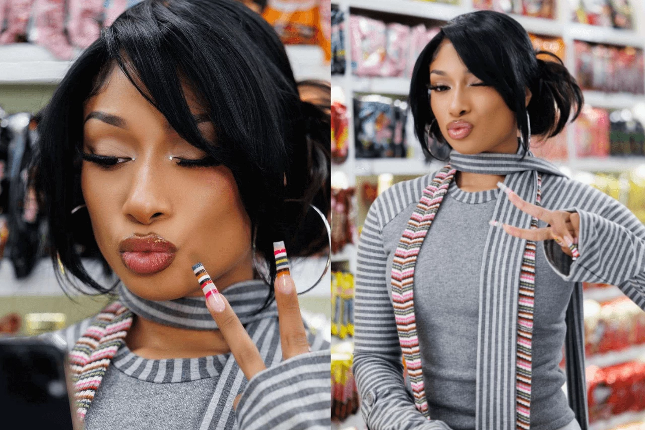 Megan Thee Stallion’s Striped Sweater Nails Are Fall’s Cutest Trend