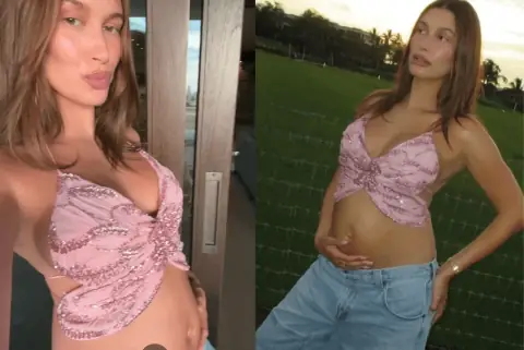 Mom-To-Be Hailey Bieber Glows in New Baby Bump Pics on Instagram